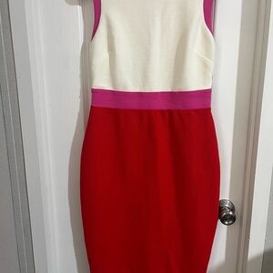 Boden Cream and Pink Sheath Dress Halter Midi